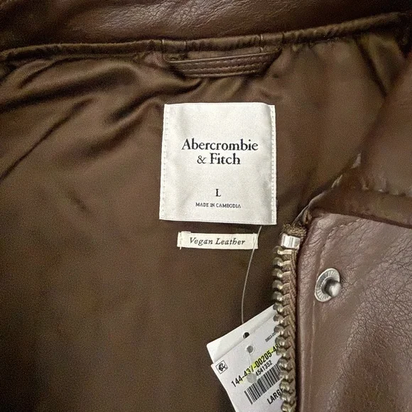 Abercrombie & Fitch Dark Brown Vegan Leather Jacket - Picture 11 of 12